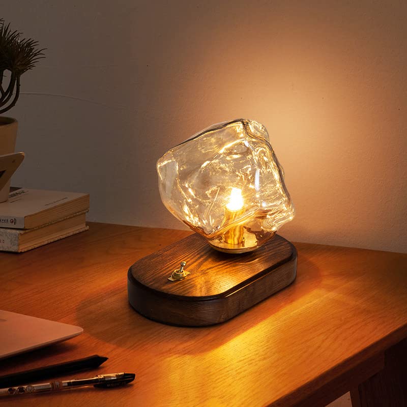 Table Lamp, Ice Cube Table Lamp, Bedside Lamp, Amber