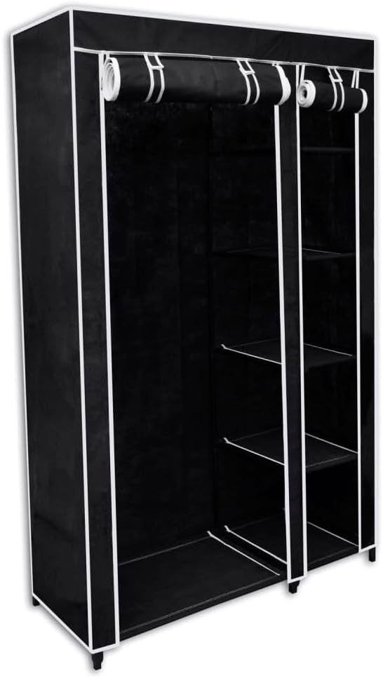 Folding Fabric Wardrobe, Steel Tubes Medium - Brown Closet, Storage Cabine