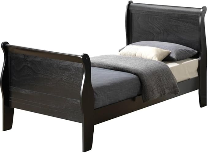Glory Furniture Louis Phillipe Queen Sleigh Bed in Black