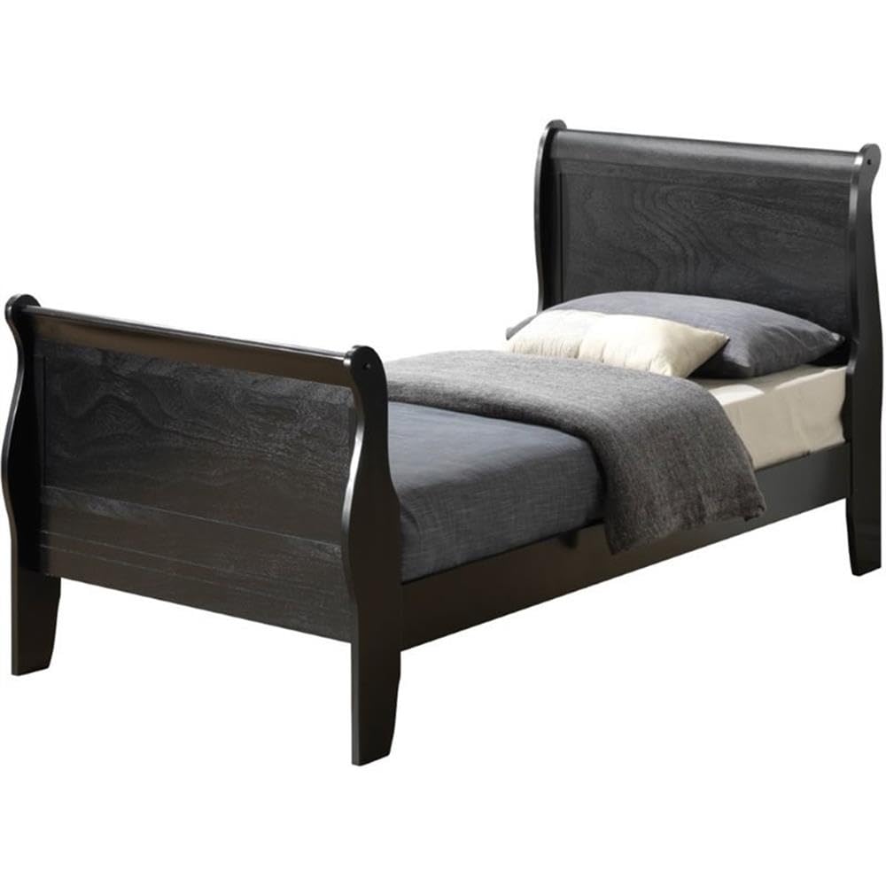 Louis Phillipe Twin Sleigh Bed in Black
