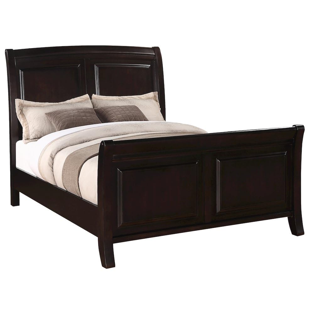 Ashford King Sleigh Bed – Cappuccino Finish, Solid Wood Frame, Classic Design