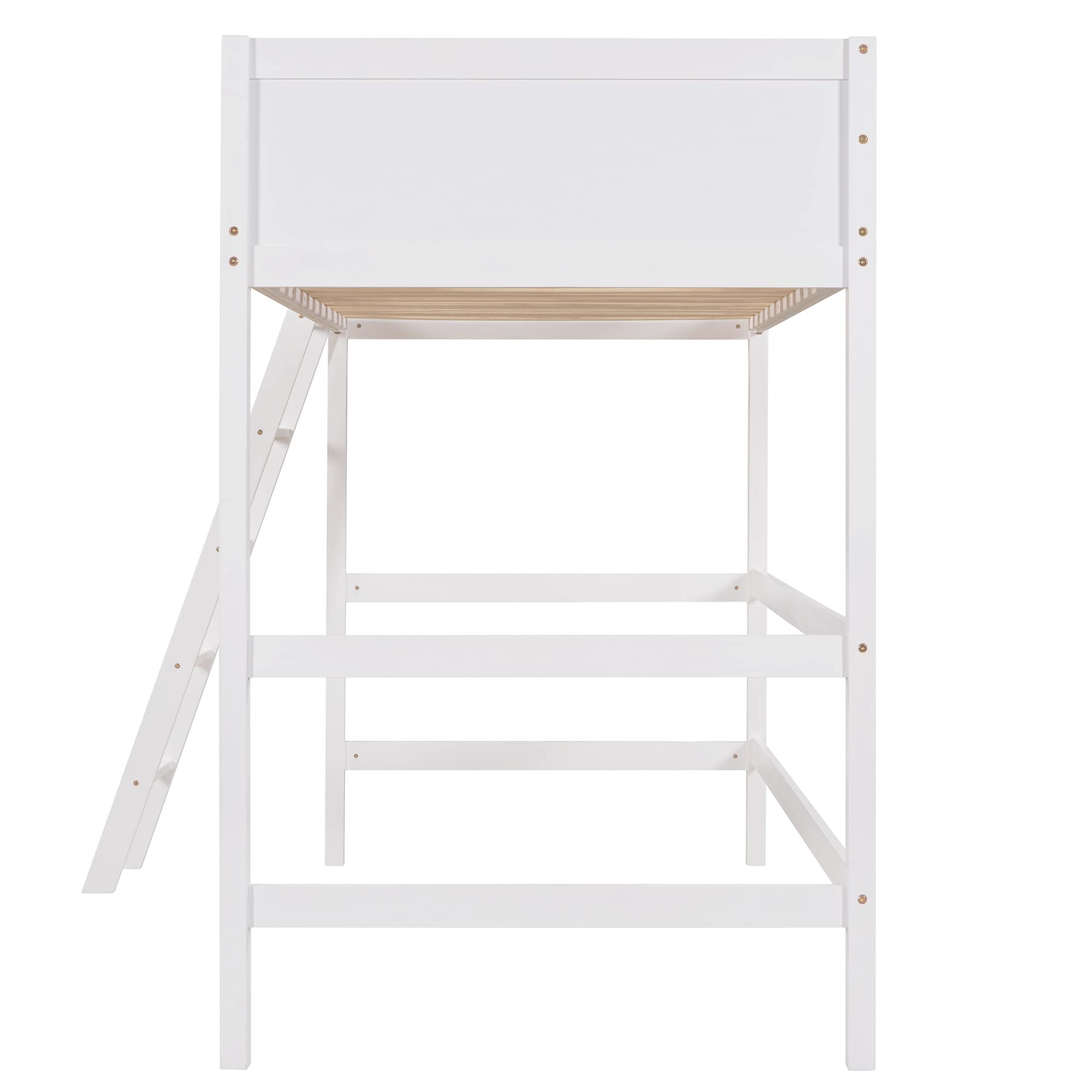 Twin High Loft Bed with Ladder, Wooden Loft Beds Twin Size for Kids Bedroom