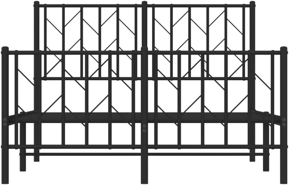 Bed Frame Black Powder-Coated Steel Double Bed Frame