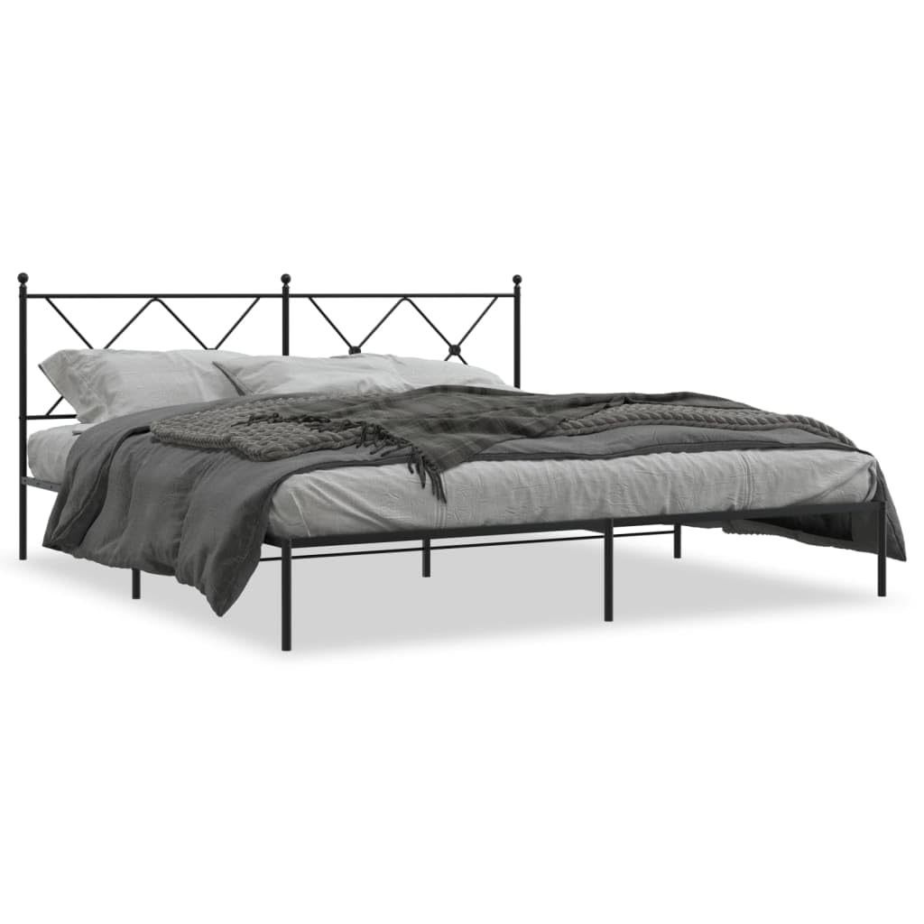 Metal Bed Frame with Headboard, Platform Bed Frame, Double Bed Base