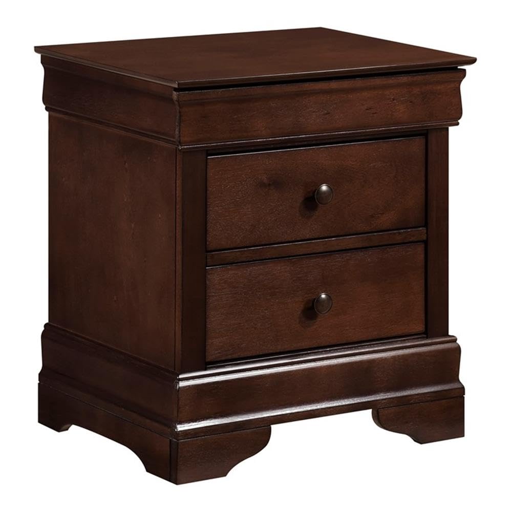 Set of 2 3-Drawers Traditional Wood Nightstands in Brown Cherry