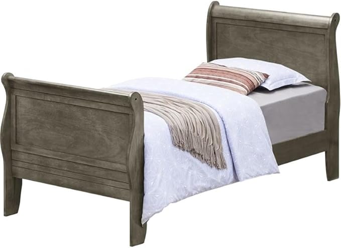 Louis Phillipe Queen Sleigh Bed in Gray