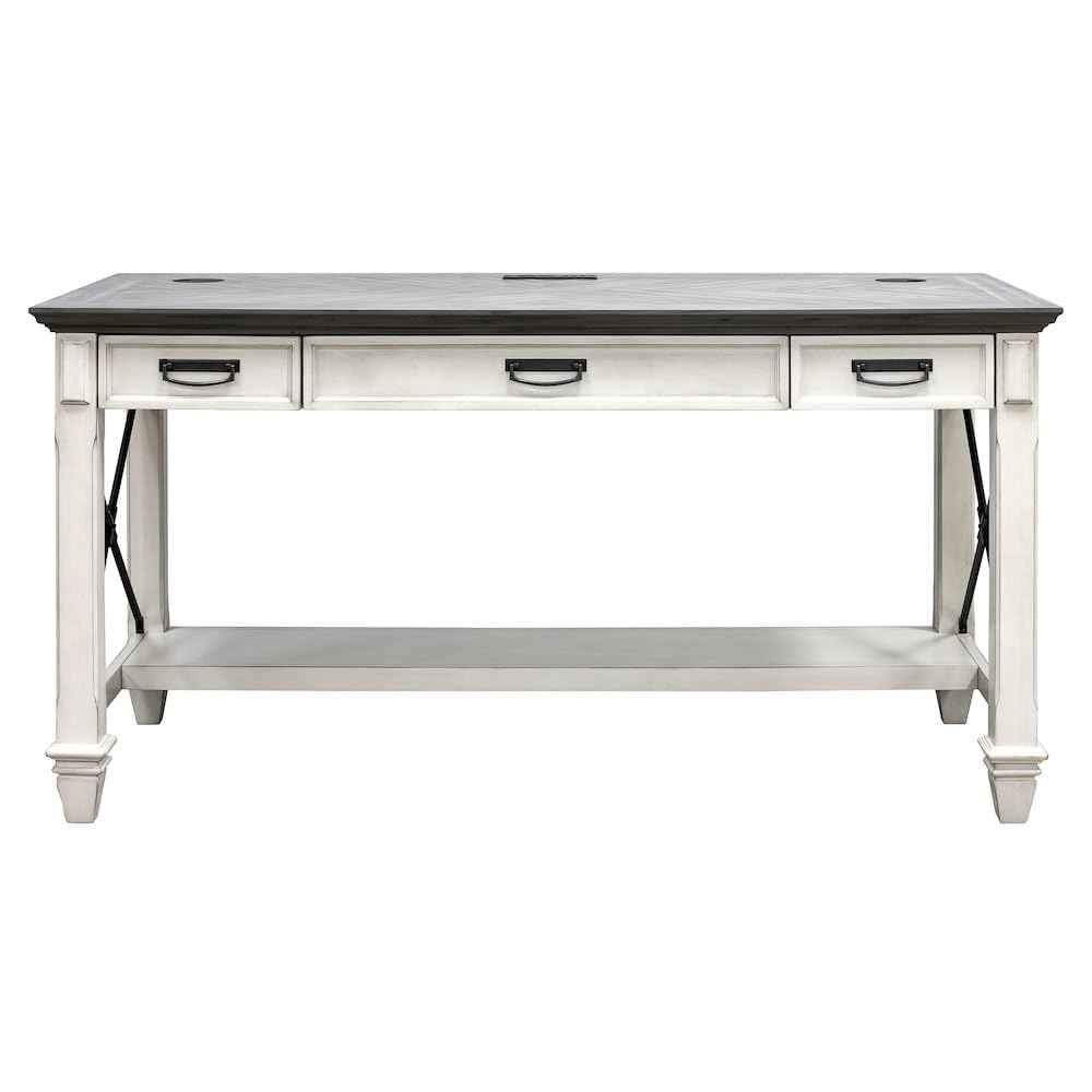 60" Contemporary Wood Writing Desk with Drawer & Cable Management