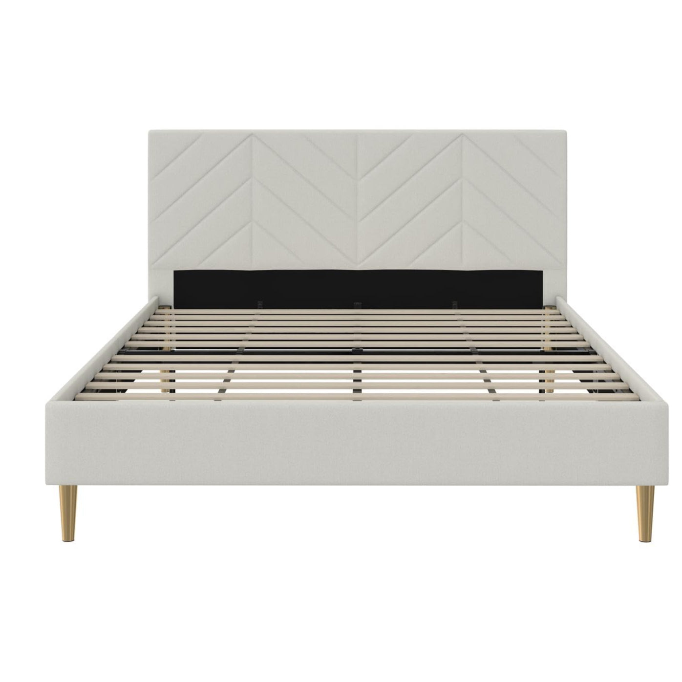 Andrea Tufted Upholstered Platform Bed, Queen, Gray Linen