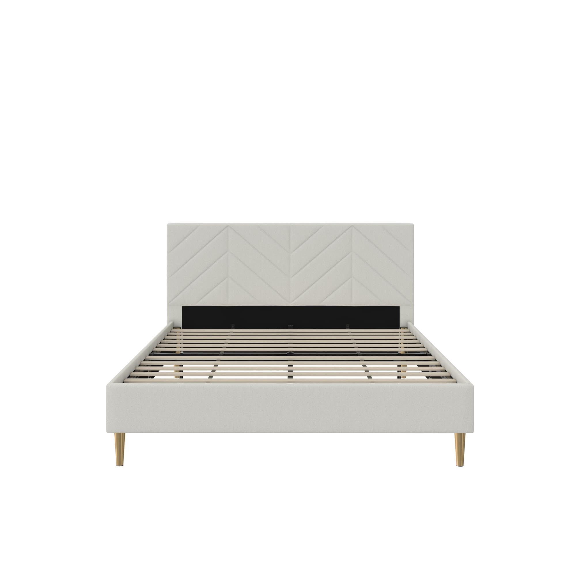 Andrea Tufted Upholstered Platform Bed, Queen, Gray Linen