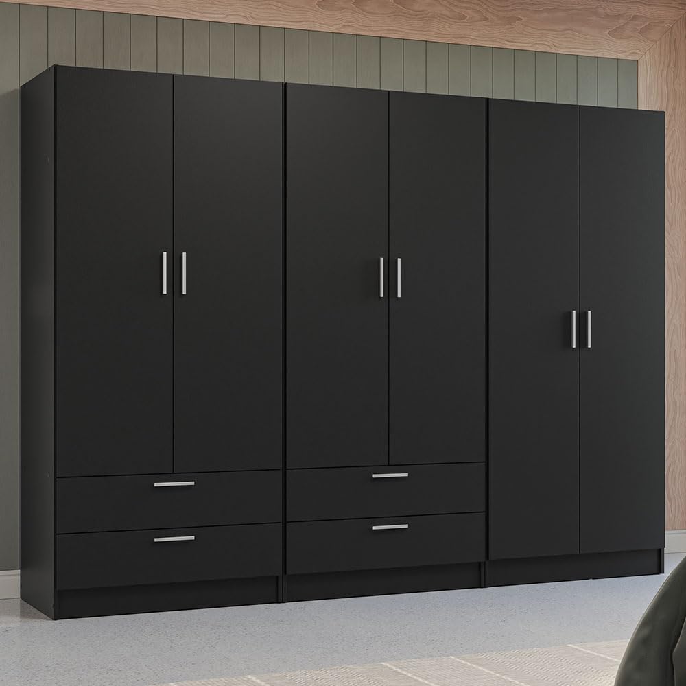 6 Doors 4 Drawers Wardrobe Set Armoire Closet Bedroom Storage Cabinet