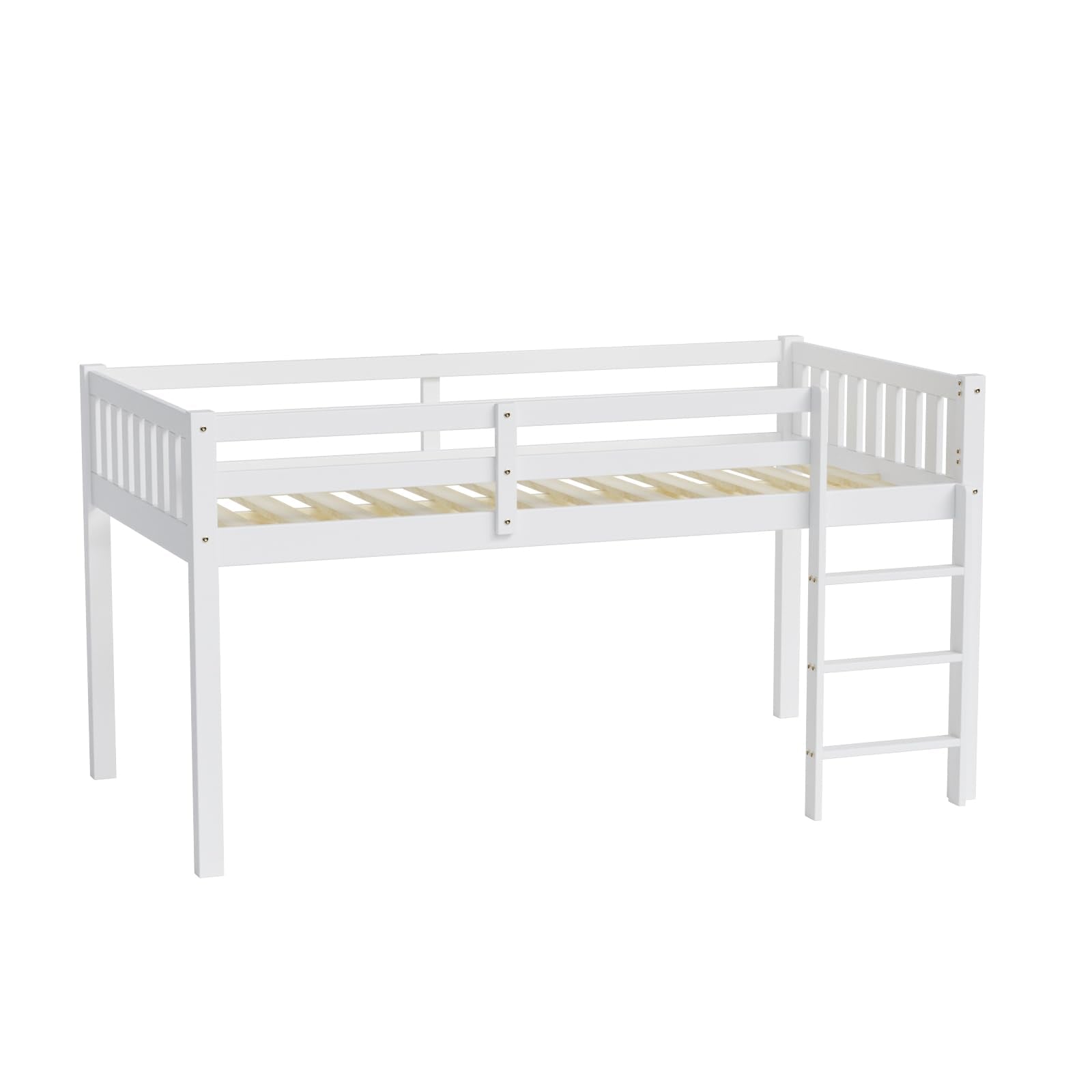 Twin Loft Bed Low Loft Bed Frame for Little Kids Small Room/Low Ceiling Bedrrom
