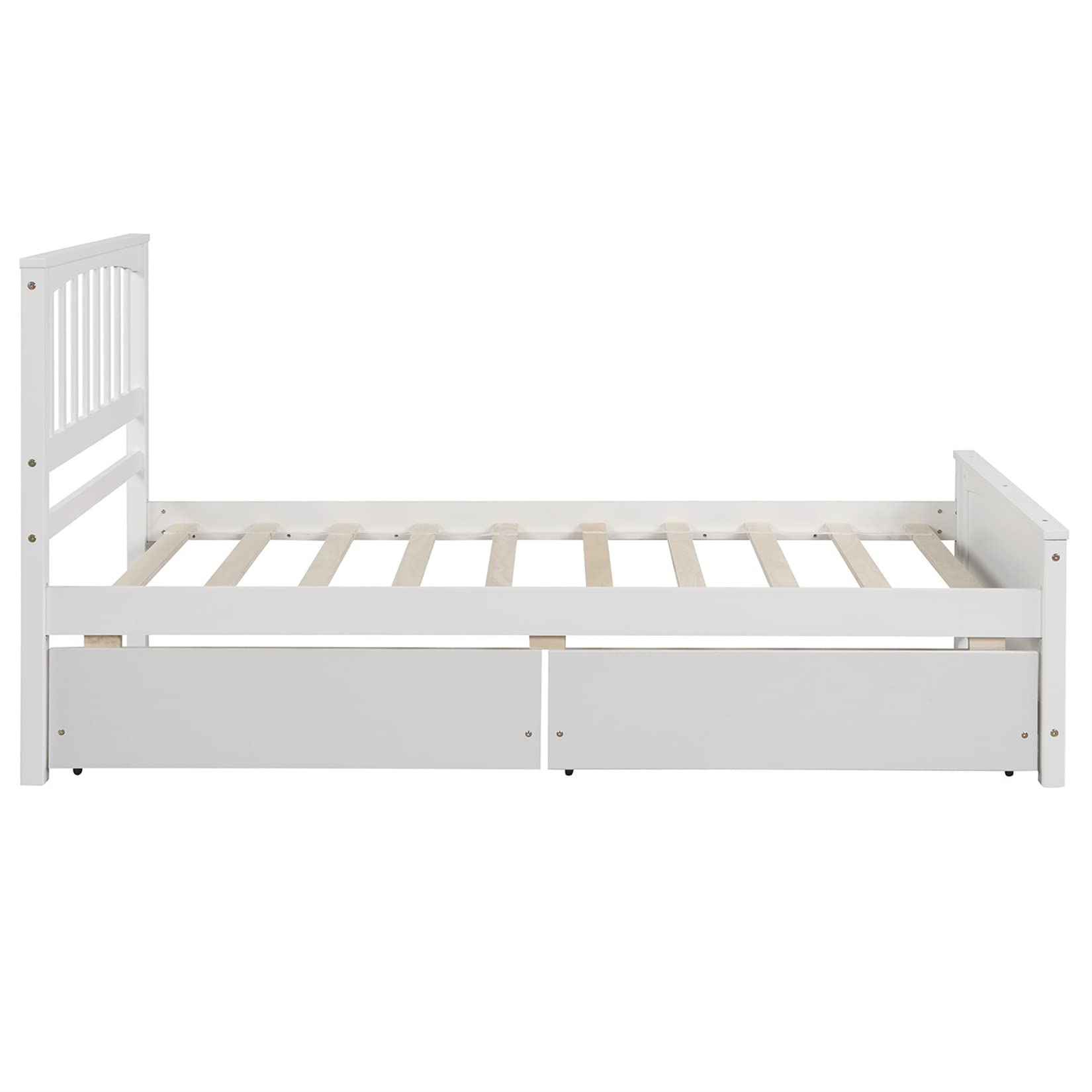 Twin Bed with Drawers Storage Wooden Platform Frame Headboard Solid Wood