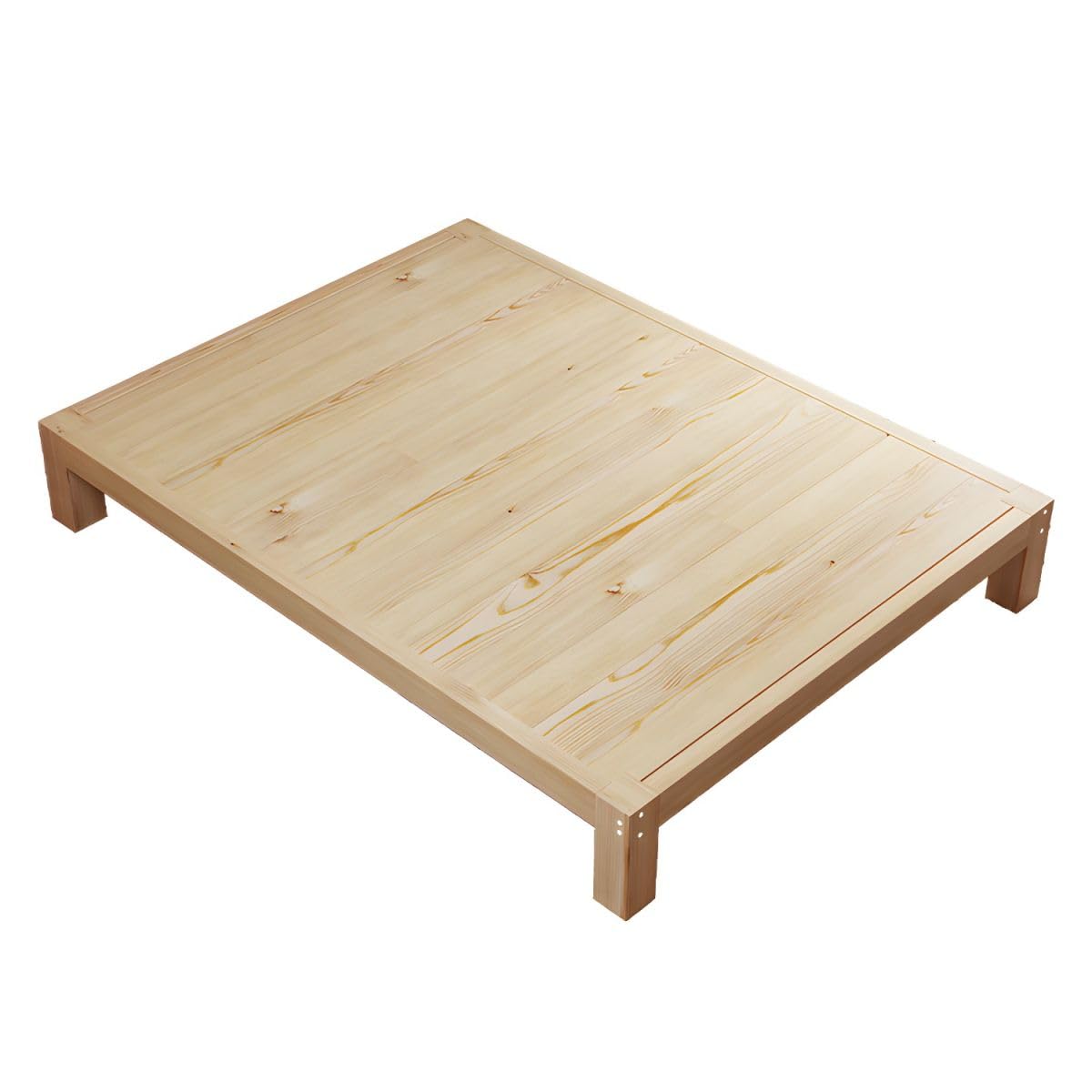 Solid Wood Bed Frame Scandinavian Wood Panel Bed Natural