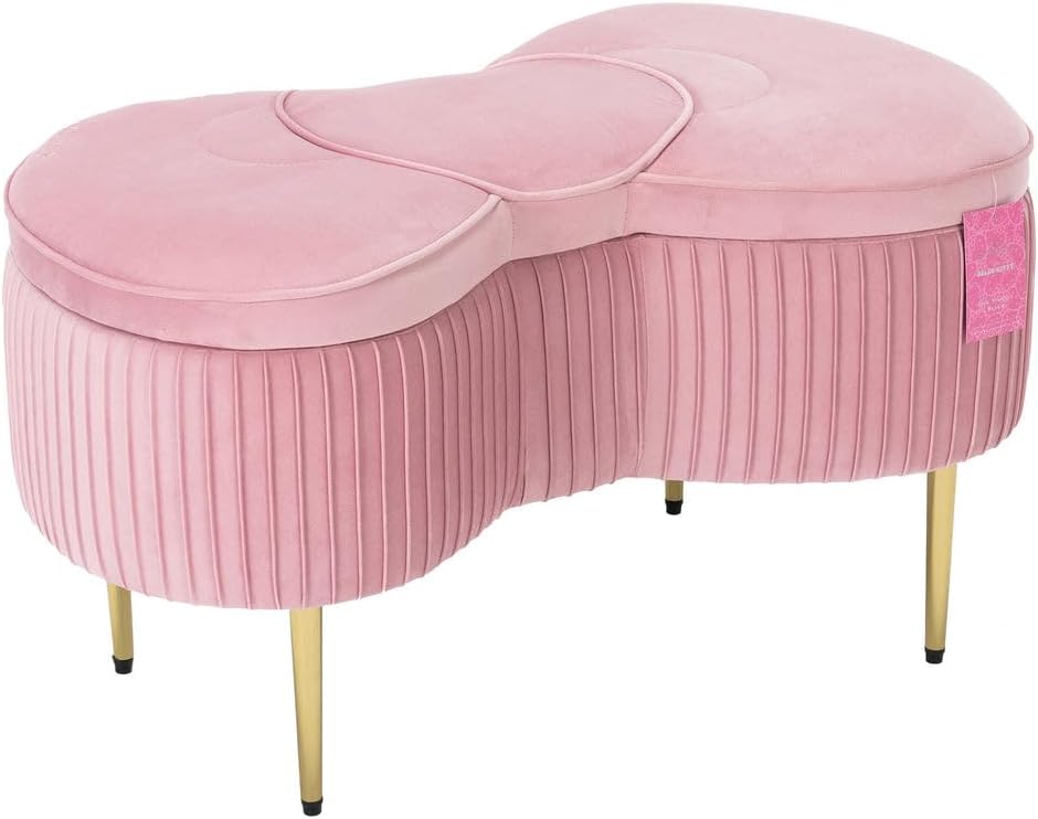 Vanity Hello Kitty Bow Velvet Storage Bench for Bedroom and Living