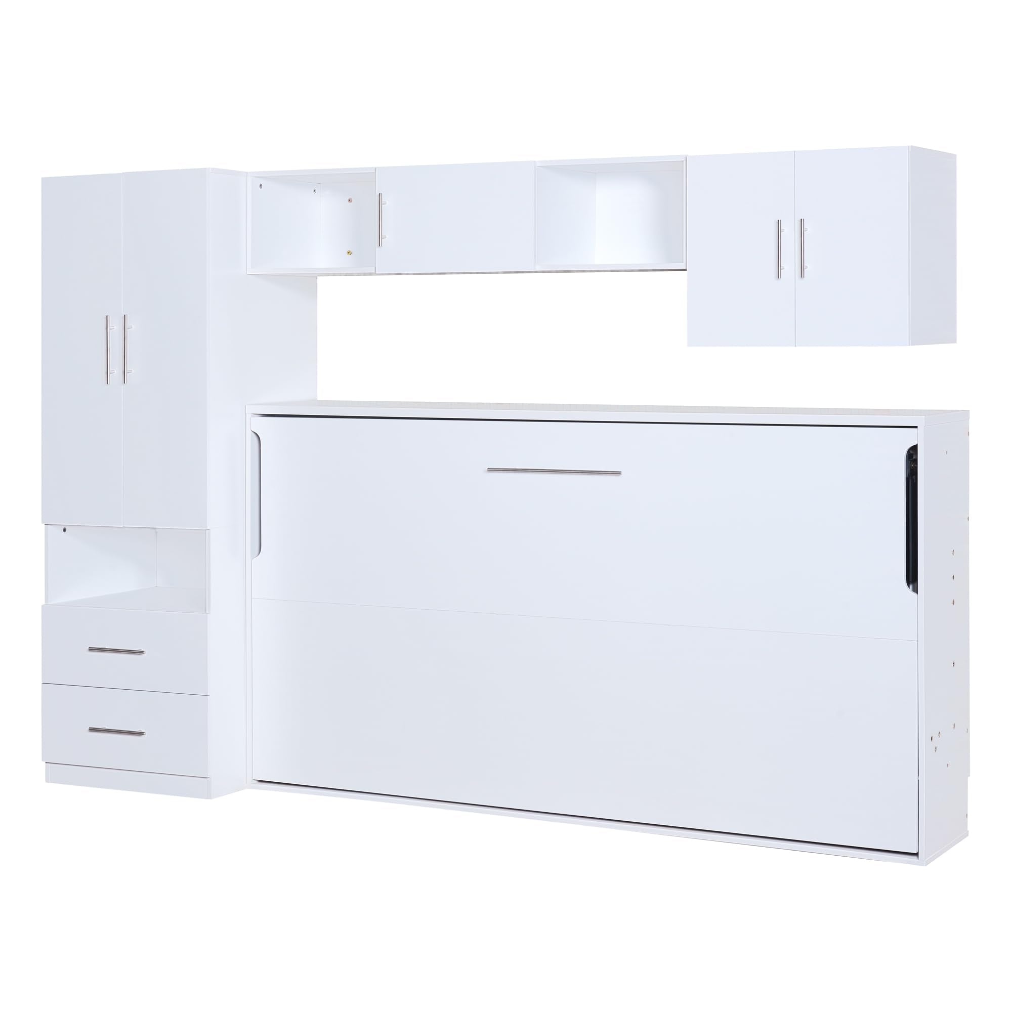 Bright Designs Twin Size Murphy Bed, Wooden Wall Bed Cabinet Combo,