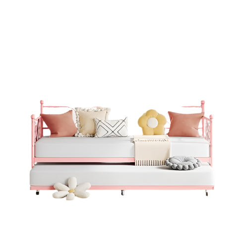 Twin Metal Daybed with Trundle, Premium Steel Slat Support
