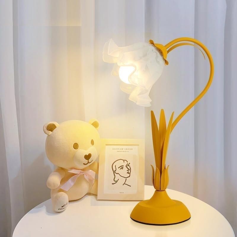 Creative Table Lamp Cute Flower Desk Lamp Adjustable Gooseneck Flower