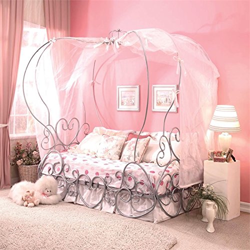 Acme Furniture Priya Twin Bed with Canopy in Silver