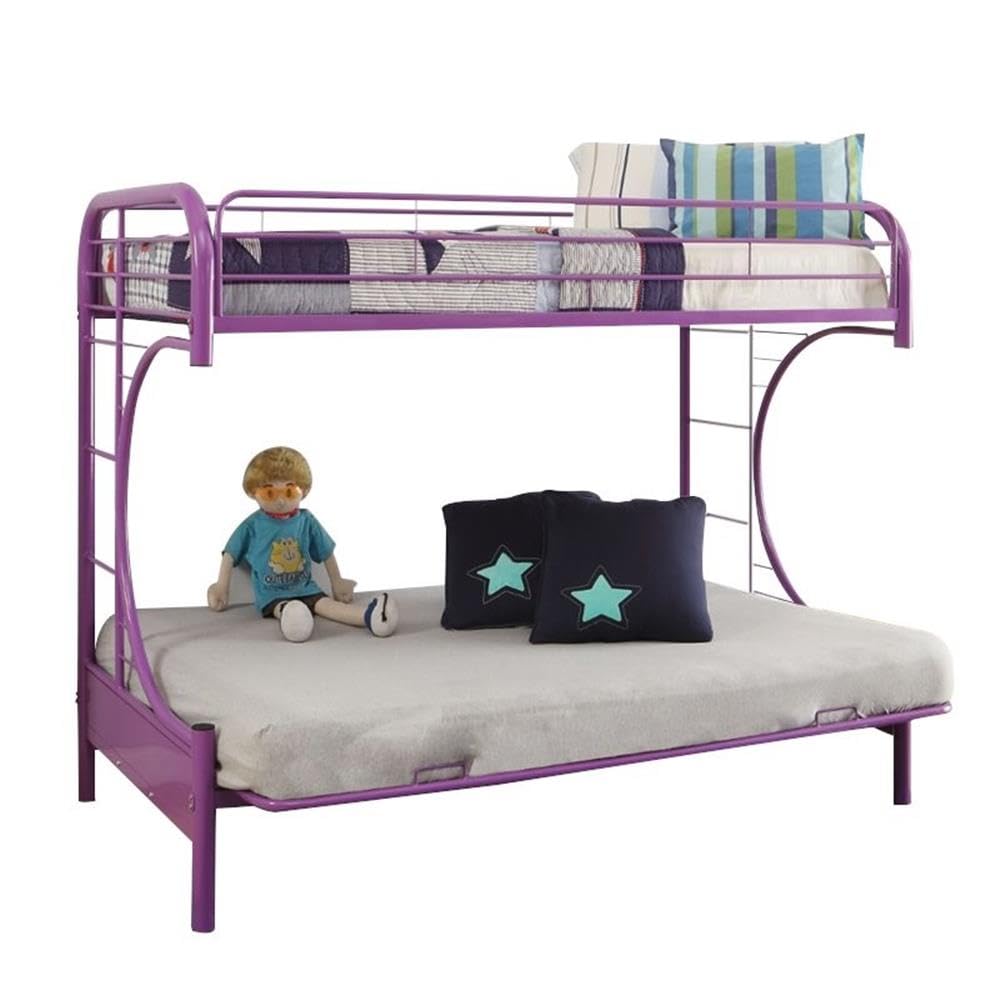 Modern Twin Over Full and Futon Bunk Bed in Purple