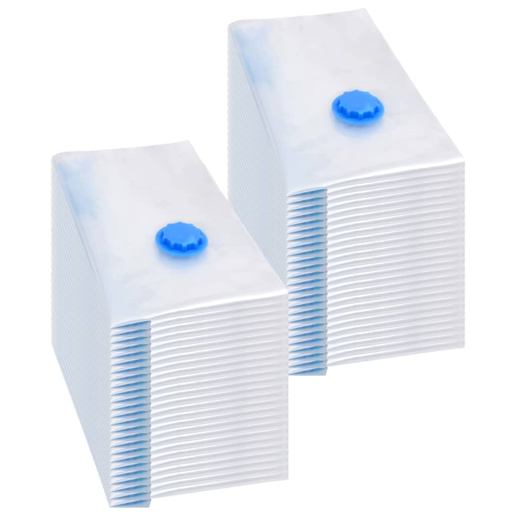 Vacuum Travel Bag Set of 50 Transparent and Blue Plastic