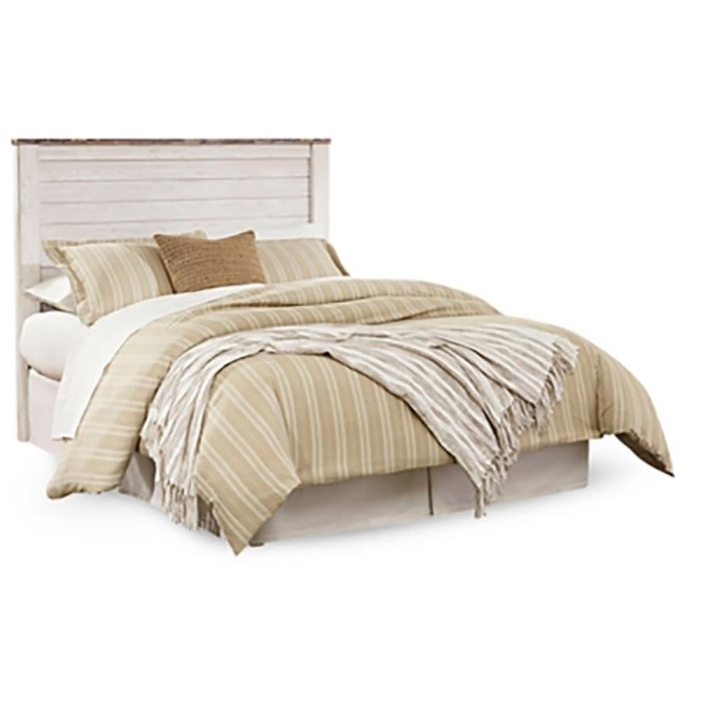 Willowton 65" W x 87" D Farmhouse Wood Queen Sized Panel Bed in Whitewash Finish