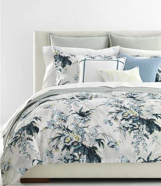 Eden Botanical Teal Blue Floral King 3 pc Comforter Set Shams