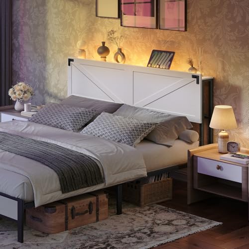 Queen Size Headboard Only, Headboard with 2 Outlets and 4 USB Ports