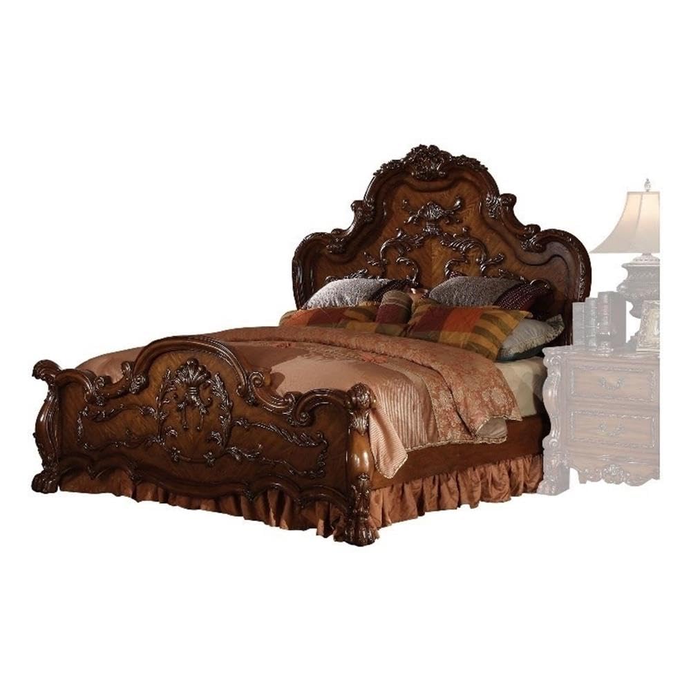 Dresden Queen Wooden Panel Bed in Cherry Oak