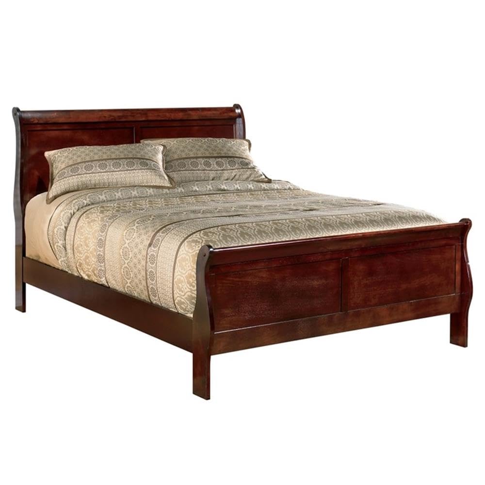 Traditional Sleigh Cal King Bed in Warm Dark Brown