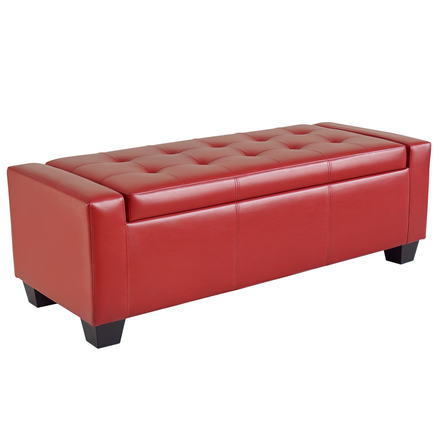 Large 51" Storage Ottoman, Tufted Faux Leather Storage Bench for Living Room,