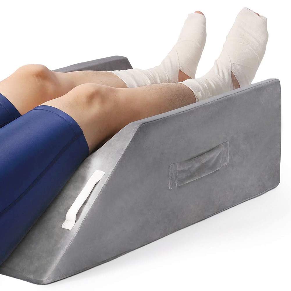 Surgery Leg, Knee, Ankle Elevation Double Wedge Pillow, Memory Foam