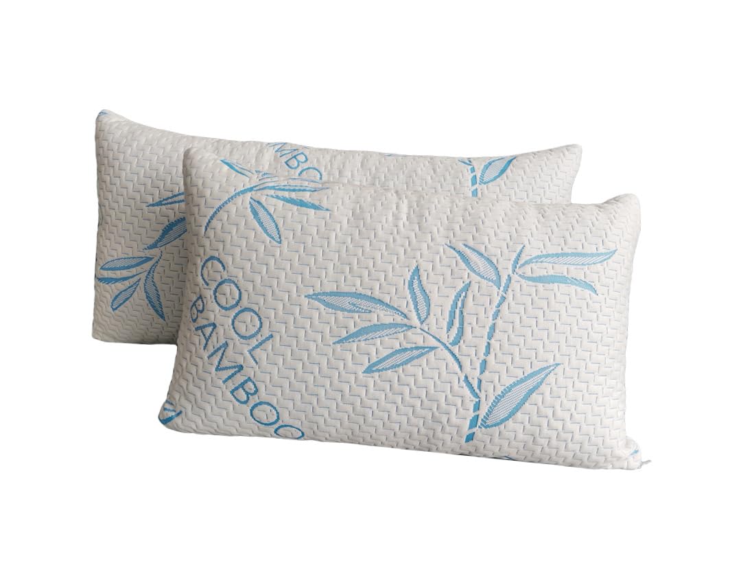 2 Pack King Size Rayon Derived from Bamboo Pillows for Sleeping, Cooling Shredded