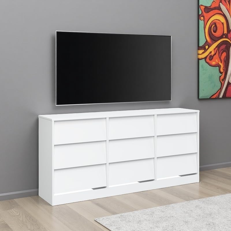 9-Drawer Dressers for Bedroom,Wooden Dresser TV Stand
