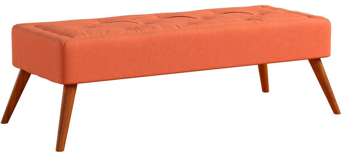 Knight Home Dilwyn Fabric Tuft Top Ottoman, Orange