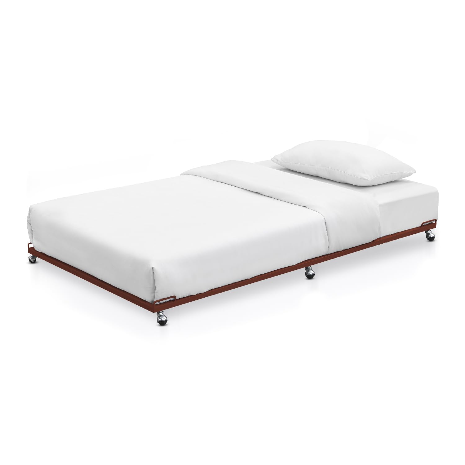 Moley Metal Trundle - Twin Size Metal Roll Out Trundle Bed Frame for Daybed (Red)
