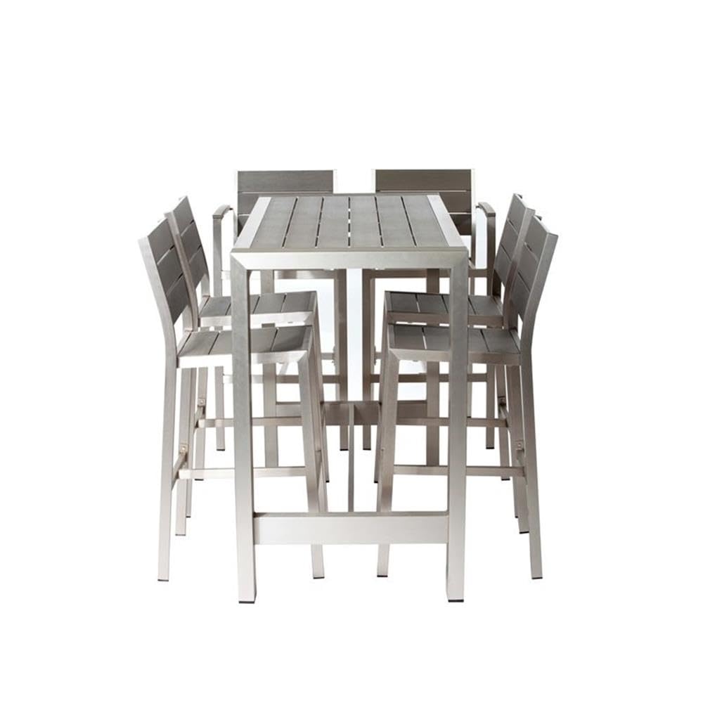 7-Piece Outdoor Bar Set with Dining Table & Chairs