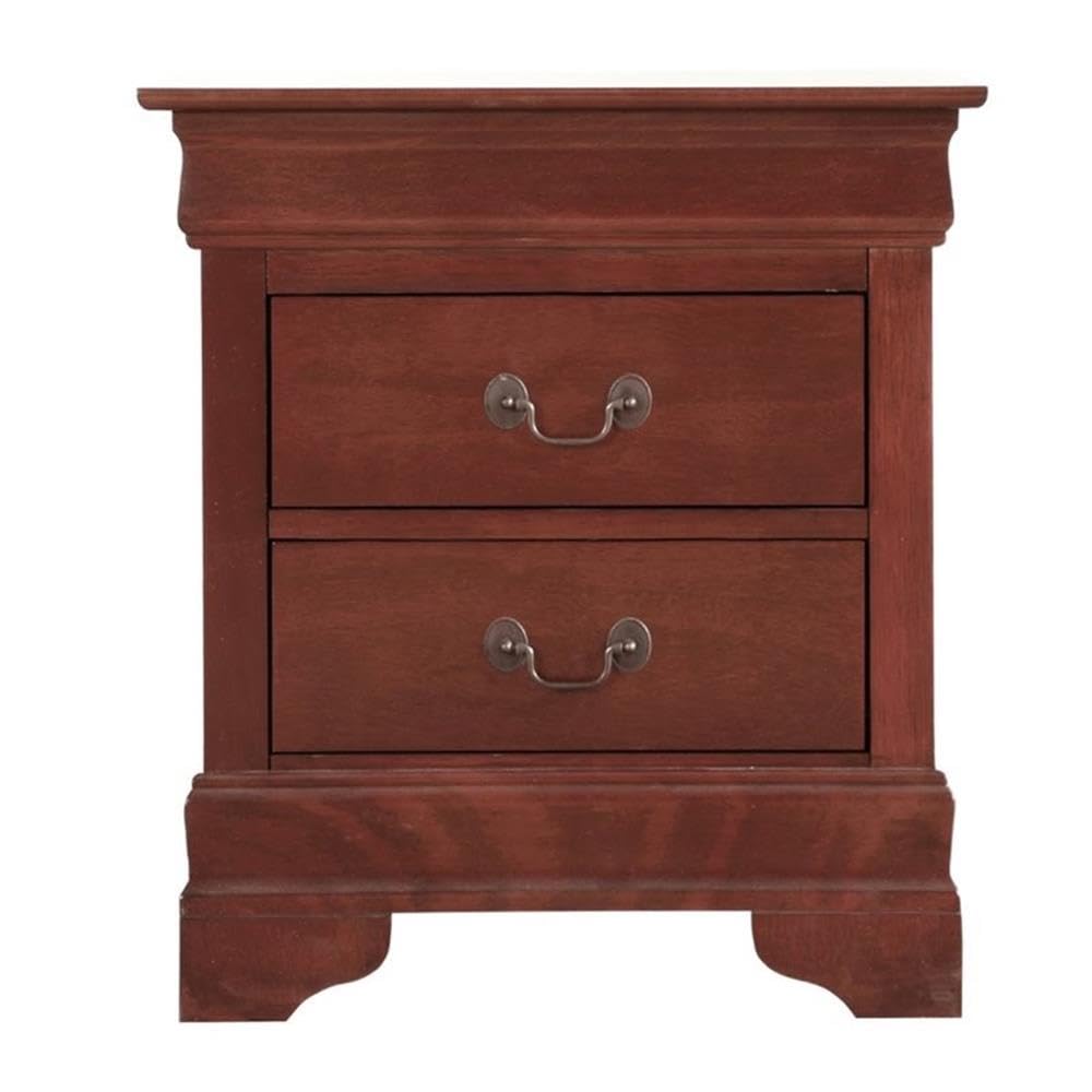 Set of 2 King Sleigh Bed and 2-Drawer Nightstand in Cherry