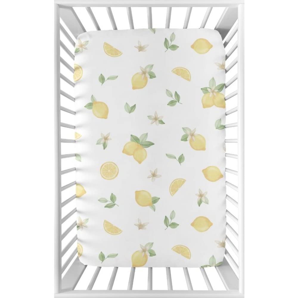 Adorable Lemon Floral Mini Crib Sheet 24 x 38 Size | Minimal Buttery