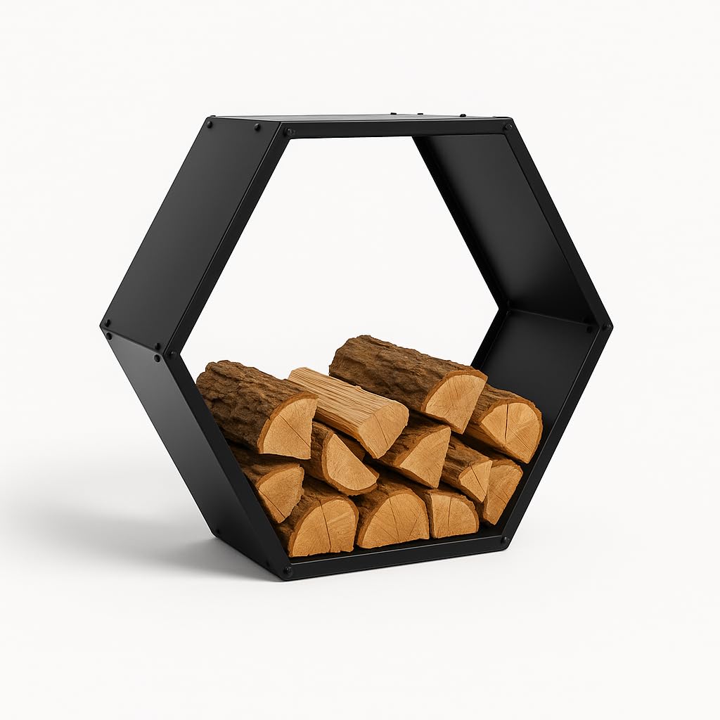 Firewood Rack with Cover – Powder-Coated Steel, Indoor & Outdoor Log Holder