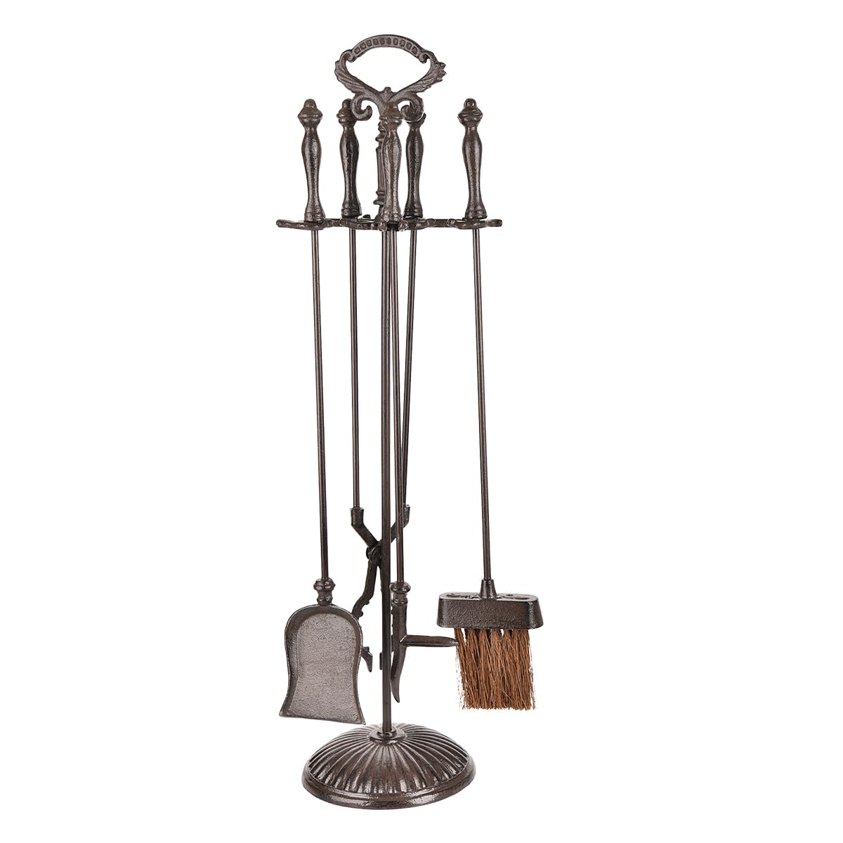 5-Piece Cast Iron Fireplace Tool Set with Stand