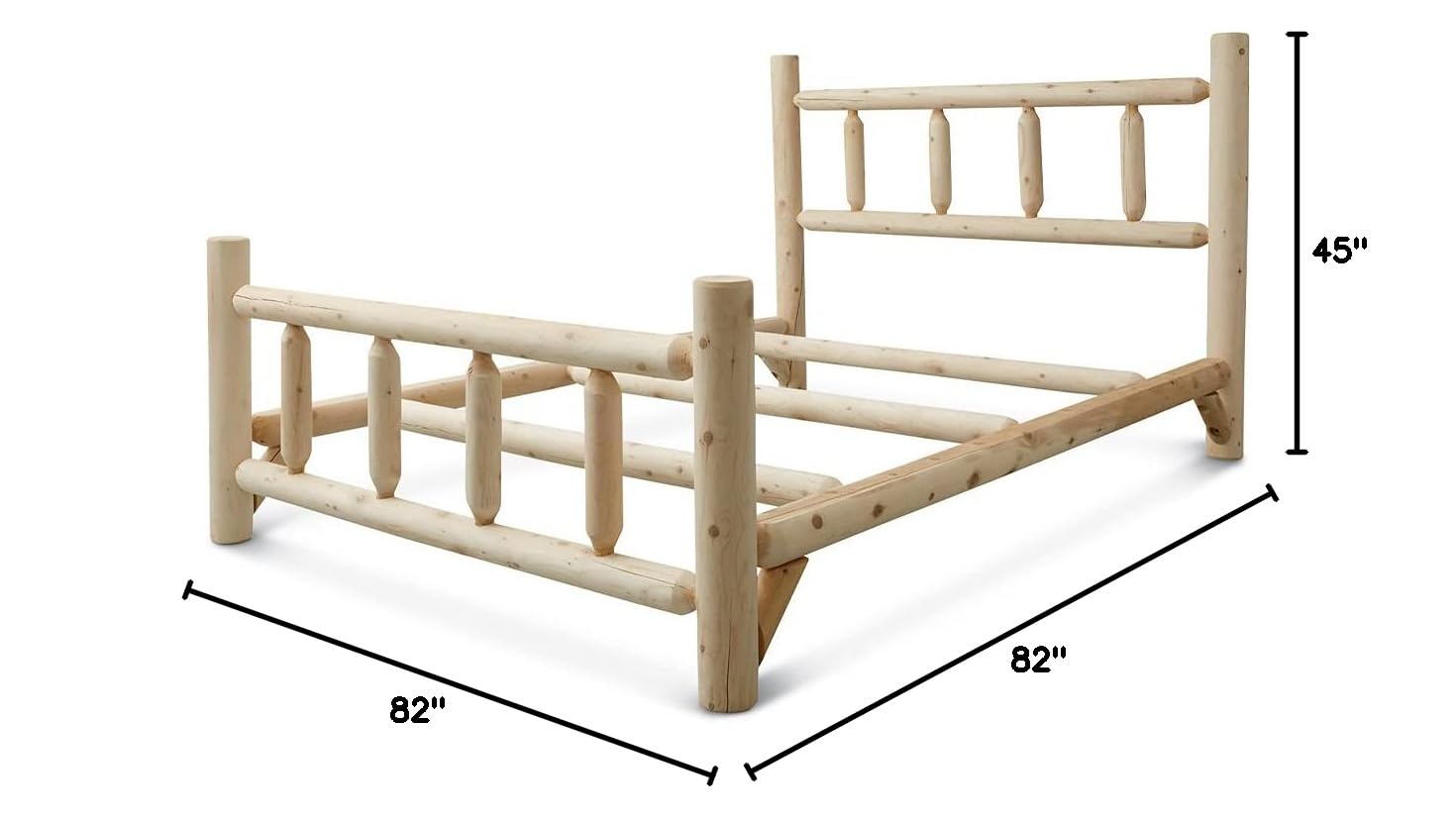 North American Cedar Log King Bed with Headboard and Footboard