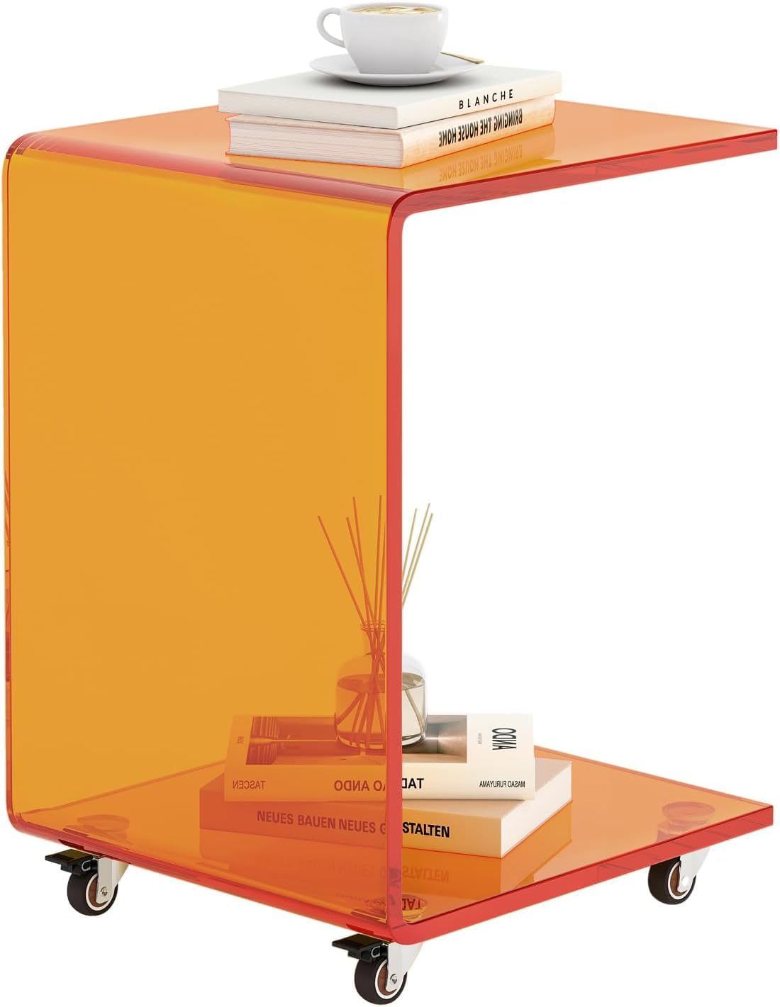 Modern C-Shaped End Table, Small Side Table, Acrylic Nightstand