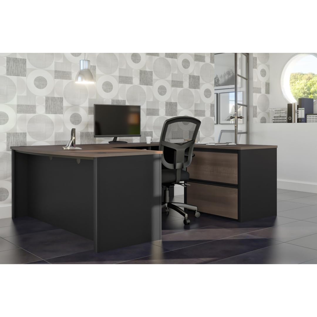 72" U-Shaped Executive Desk Bundle with Lateral File Cabinet, Keyboard Tray & CPU Stand
