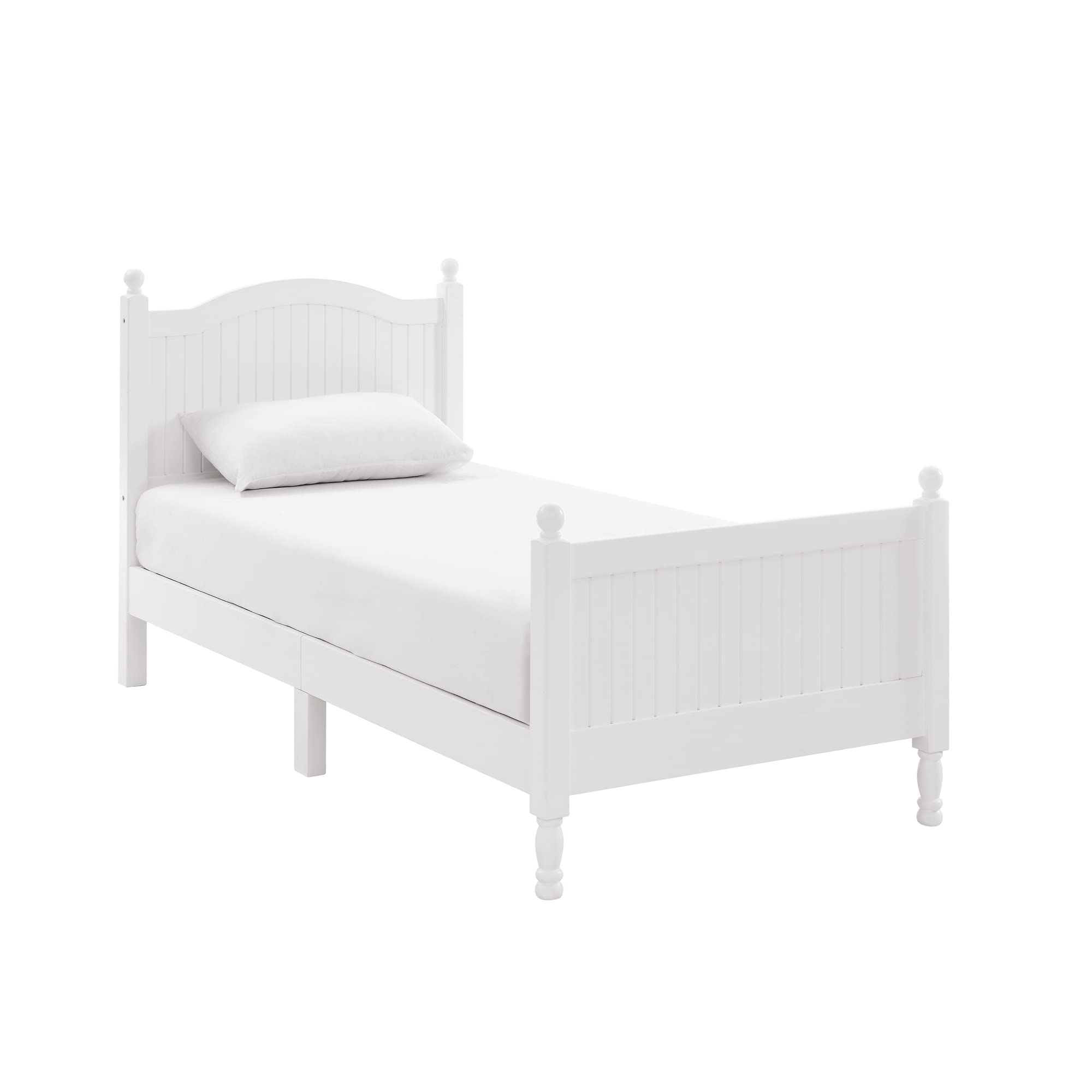 Wooden Twin Bed Frame with Headboard & Footboard Designed with Classic Ball finials