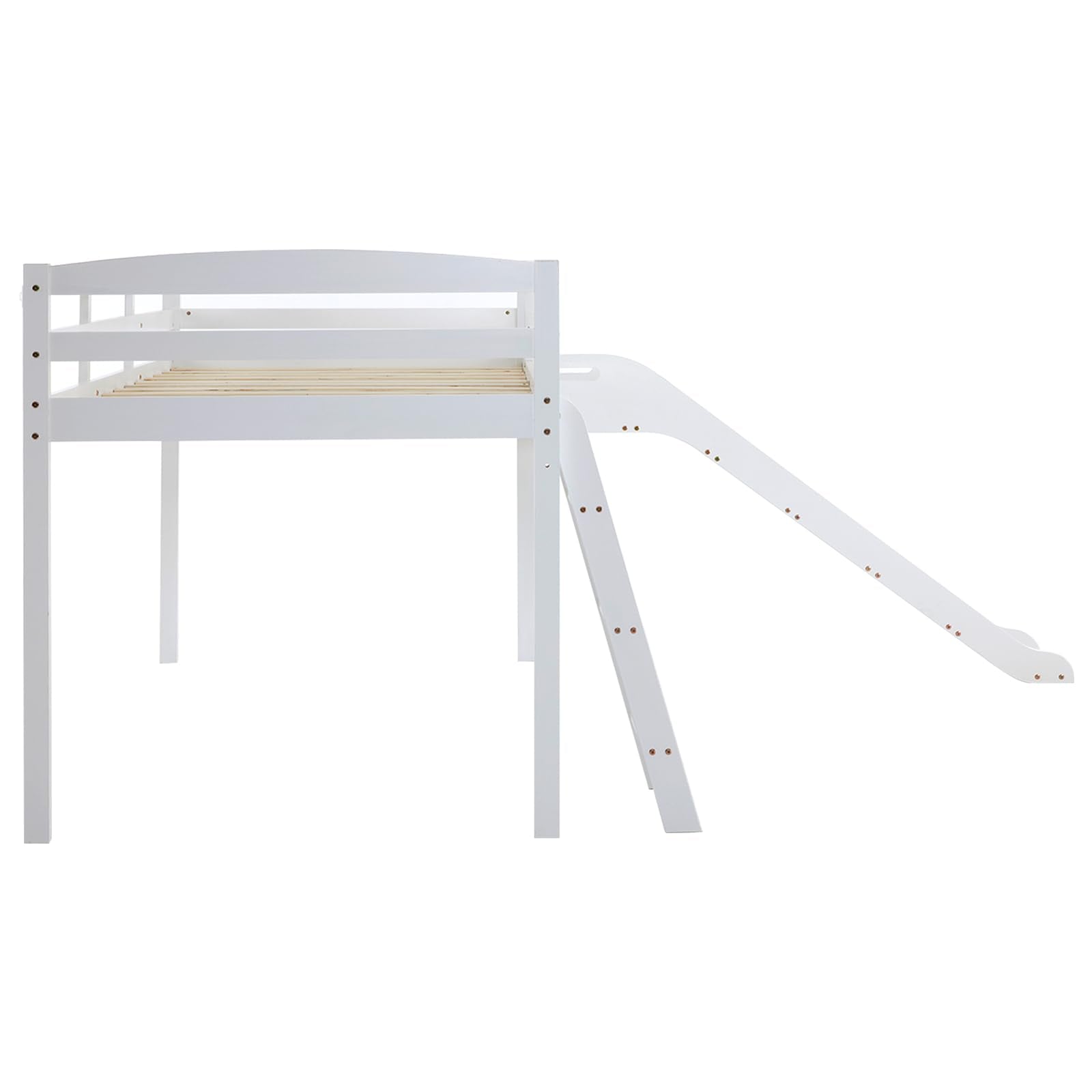 Bunk Bed with Curved Slide, Low Bunk Bed Twin Over Twin