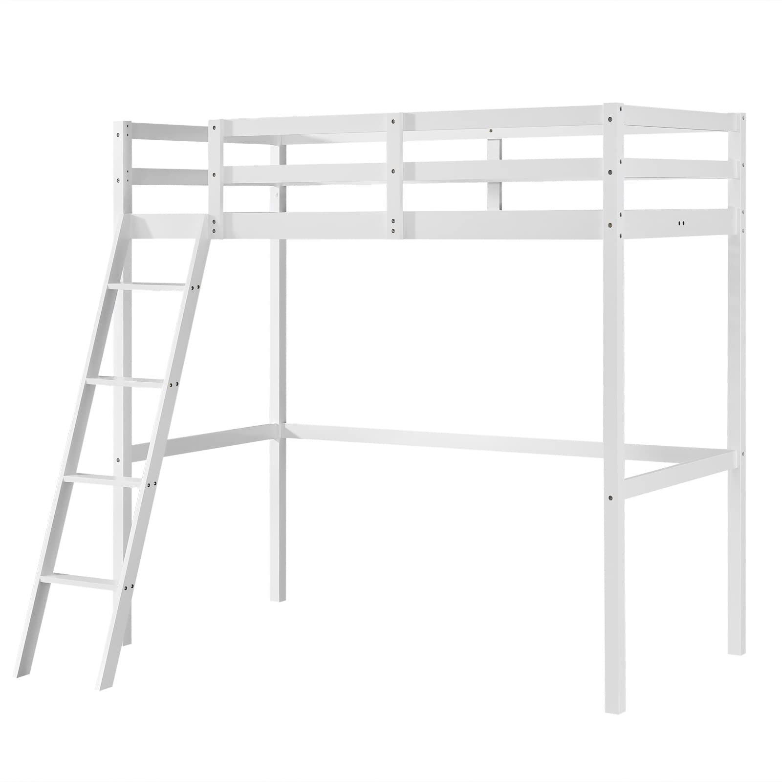 Loft Bed Frame Twin Wooden Loft Bed for Kids