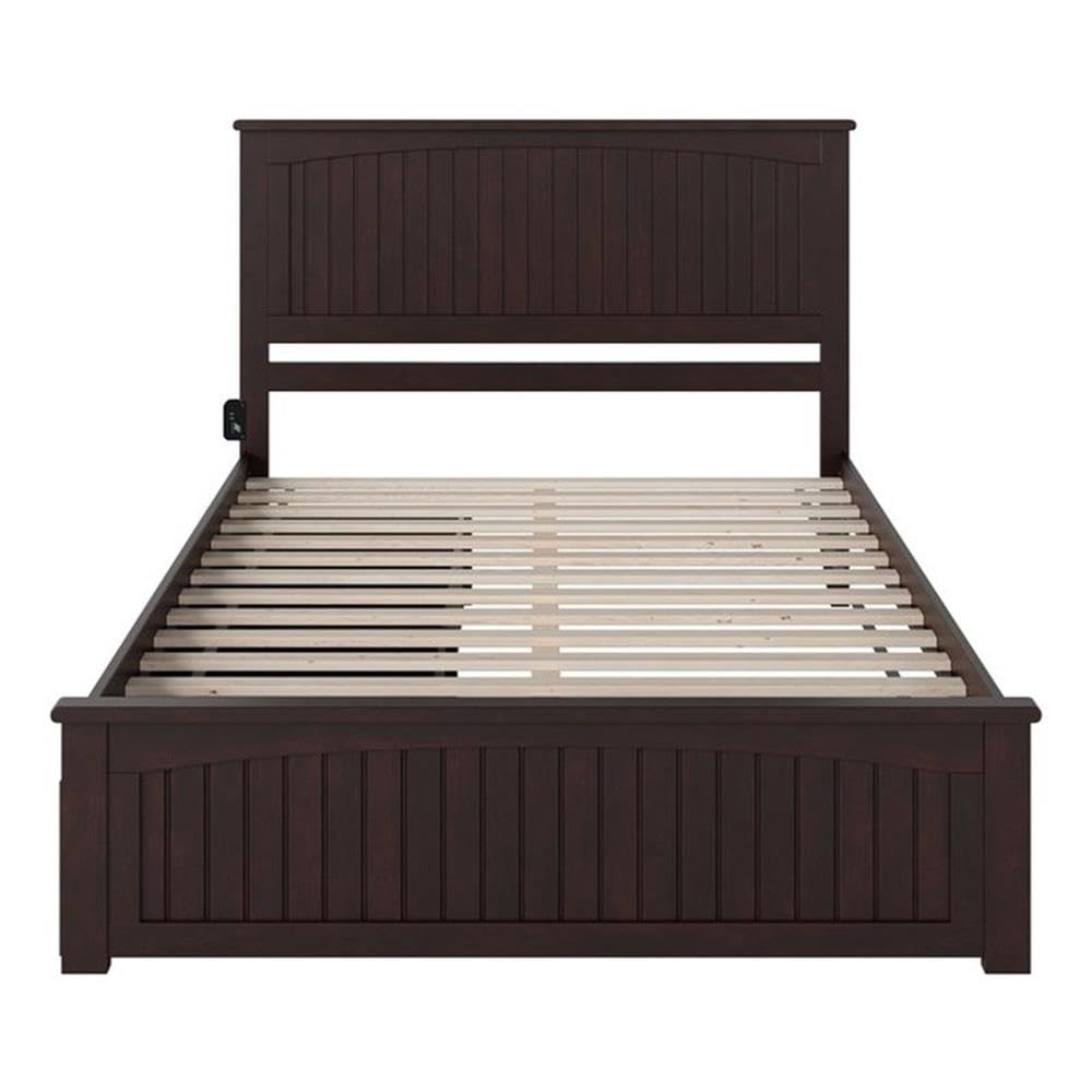 AFI Nantucket Solid Wood Queen Platform Bed with Storage Drawers in Espresso
