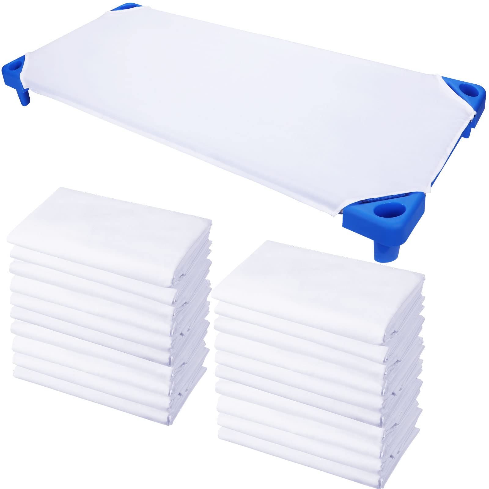 20 Pcs Daycare Cot Sheets for Toddler and Preschool Pure Cotton Breathable