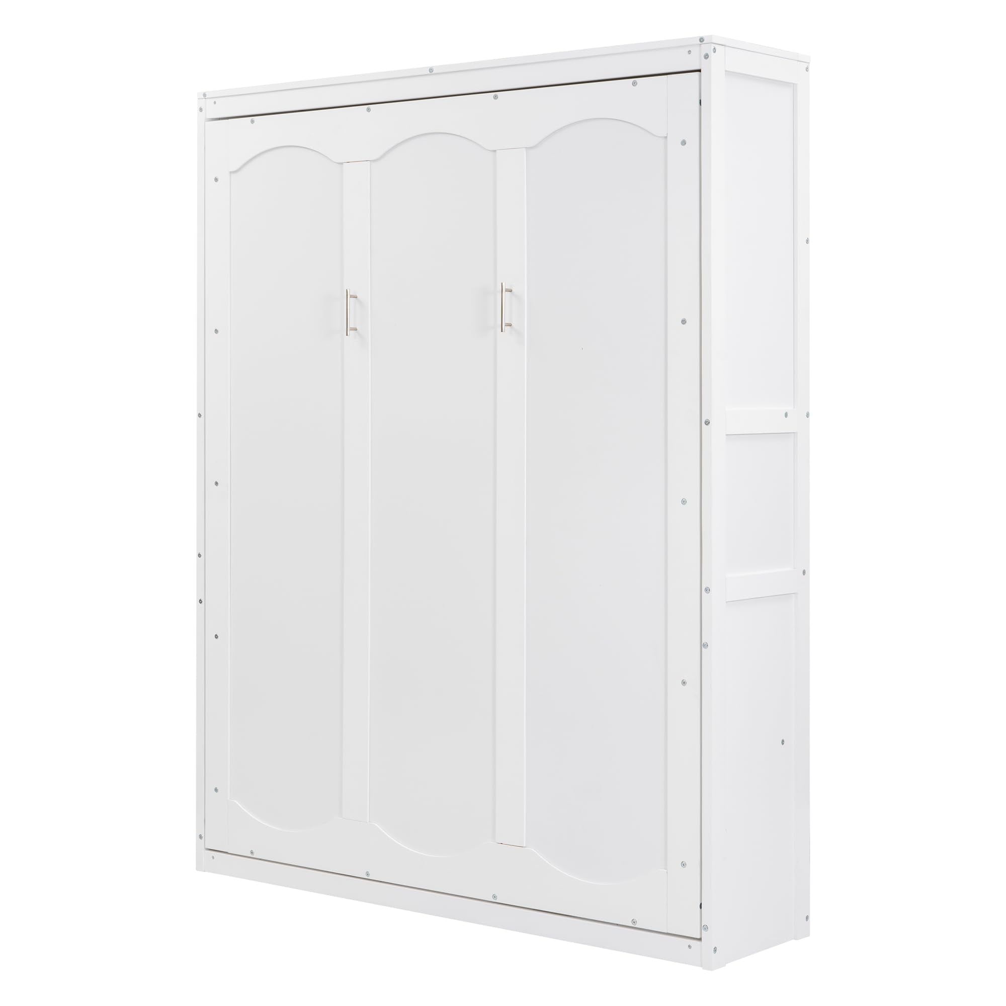 Size Murphy Bed, Wood Queen Murphy Hidden Wall Bed with Shelves