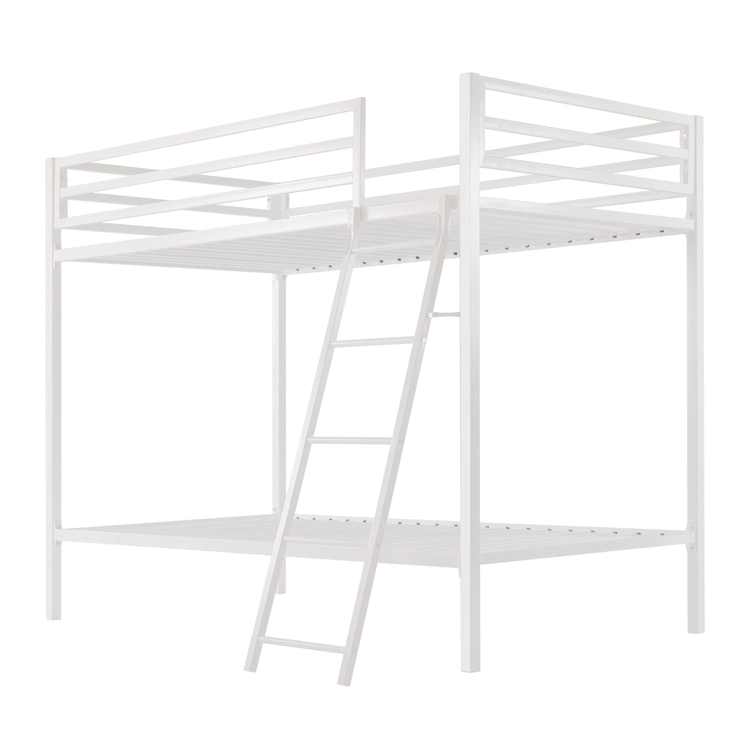 Loft Bunk Bed Twin Over Twin Size with Ladder and Guardrail,Heavy Duty Metal